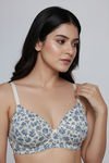 Zivame Padded Non Wired 3/4th Coverage Tshirt Bra - Off White Floral Bunch — thumbnail 5